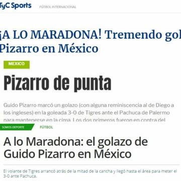 Comparan gol de Guido Pizarro con el de Maradona en México 86