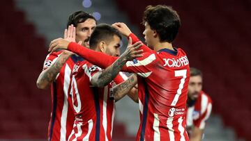 Los jugadores del Atlético celebran un gol de João Félix en Champions.