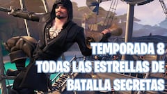 Todas las estrellas de batalla secretas de los desaf&iacute;os de Descubrimiento de la la Temporada 8 del Pase de Batalla de Fortnite Battle Royale