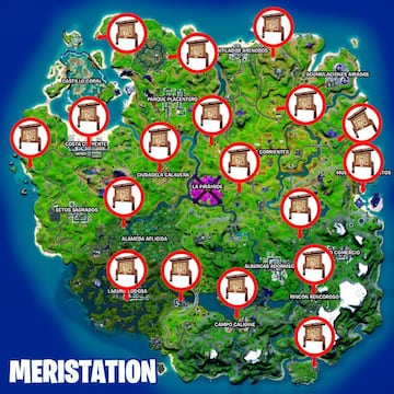 Todas las ubicaciones de tablones de recompensas para pedir contratos en Fortnite Temporada 8