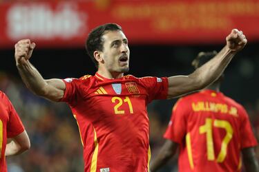 El atacante de España, celebrando su gol a los nueve minutos del comienzo del partido.