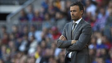 Luis Enrique, en el Camp Nou frente al Villarreal.