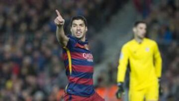 Luis Suárez celebra un gol del Barcelona.