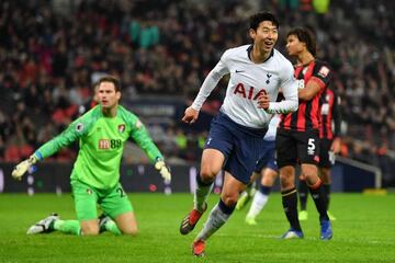 Spurs moved into second, on 45 points, after thrashing Bournemouth 5-0