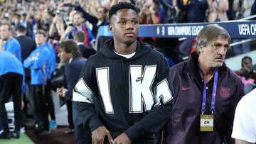 Soccer player Ansu Fati during the group F Champions League soccer match between F.C. Barcelona and Inter Milan at the Camp Nou stadium in Barcelona, Spain, Wednesday, Oct. 2, 2019.