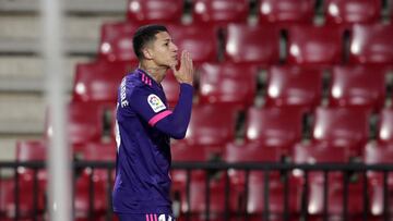 GRANADA, SPAIN - NOVEMBER 22: Marcos Andre of Real Valladolid celebrates after scoring their sides second goal during the La Liga Santander match between Granada CF and Real Valladolid CF at Estadio Nuevo Los Carmenes on November 22, 2020 in Granada, Spai