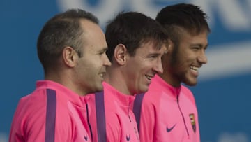 Messi, Iniesta y Neymar en el Barcelona.