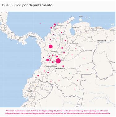 Mapa de casos y muertes por coronavirus por departamentos en Colombia: hoy, 30 de enero