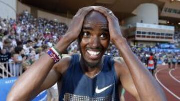 Mo Farah, tras arrebatar a Cacho el r&eacute;cord europeo de los 1.500 metros en Montecarlo. 