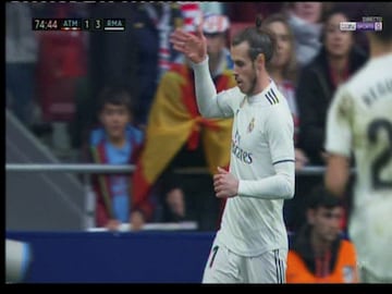 El jugador galés celebró el 1-3 del Real Madrid al Atlético de Madrid con lo que parece un feo gesto tras marcar a Oblak en el minuto 73.