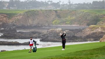 PEBBLE BEACH, CALIFORNIA - JULY 06: Carlota Ciganda of Spain plays her second shot on the tenth hole during the first round of the 78th U.S. Women's Open at Pebble Beach Golf Links on July 06, 2023 in Pebble Beach, California.   Ezra Shaw/Getty Images/AFP (Photo by EZRA SHAW / GETTY IMAGES NORTH AMERICA / Getty Images via AFP)