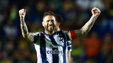 Soccer Football - Liga MX - Quarter Final - Second Leg - Club America v Monterrey - Estadio Azteca, Mexico City, Mexico - November 29, 2025 Monterrey's Sergio Ramos celebrates after the match REUTERS/Raquel Cunha
