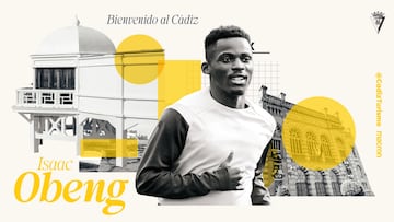 Isaac Obeng firma con el Cádiz hasta 2028. Foto: Cádiz CF.
