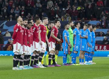 Formación de los equipos del Manchester United y Atlético de Madrid.