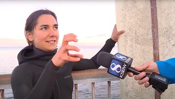 Isabella Orduna hablando para la TV.