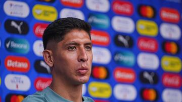 Edson Alvarez during a press conference Mexico team ahead of the CONMEBOL Copa America USA 2024 group B stage match against Jamaica at NRG Stadium, on June 21, 2024 in Houston Texas, United States.