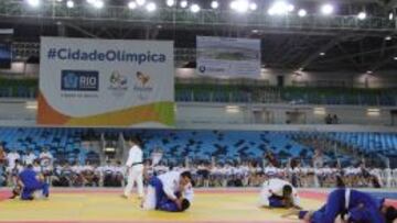 Imagen de la inauguración del pabellón multiusos dentro del Parque Olímpico que acogerá las disciplinas de esgrima y taekwondo.
