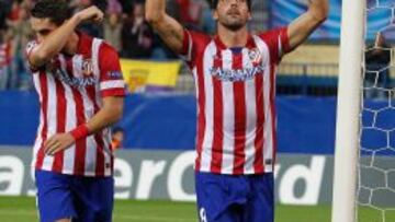 Raúl García celebra un gol con el Atlético de Madrid.