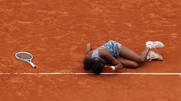 Coco Gauff celebra la victoria.