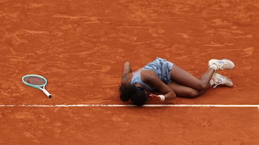 Coco Gauff celebra la victoria. 