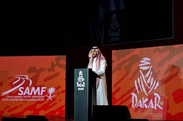 El Principe Abdulaziz bin Turki Al-Faisal, presidente de la autoridad general para el deporte en Arabia Saudí, durante la presentación del Dakar 2020.