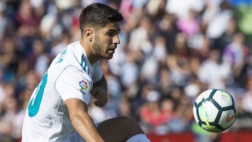 El jugador del Real Madrid, Marco Asensio, duante el partido contra el Getafe.