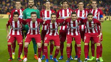 Once del Atlético contra el Barcelona.