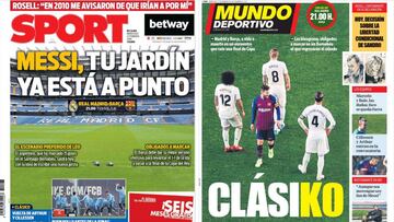 Portadas de los diarios Sport y Mundo Deportivo del d&iacute;a 27 de febrero de 2019.