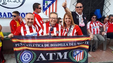 Los seguidores del Atl&eacute;tico en la pe&ntilde;a de M&eacute;rida.