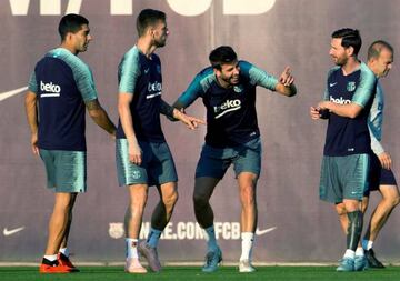 Barcelona training ahead of their showdown with Valencia on Sunday