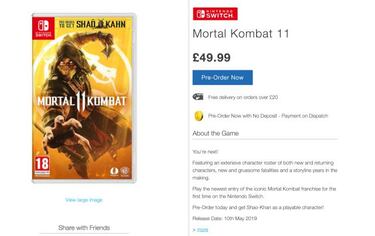 Mortal Kombat 11 se retrasa al 10 de mayo en Nintendo Switch