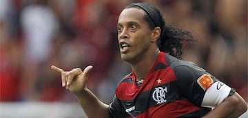 Ronaldinho, después de marcar un gol con el Flamengo.
