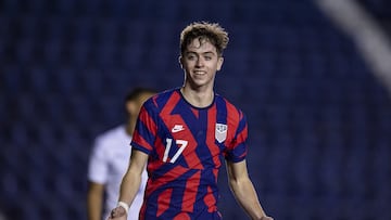 Brian Gutierrez celebrates his goal of USA during the game Paraguay U20 vs United States (USA) U20, corresponding to Revelations Cup (Mexico City) CDMX 2022, at Ciudad de los Deportes Stadium, on September 27, 2022.
<br><br>
Brian Gutierrez celebra su gol de USA durante el partido Paraguay Sub-20 vs Estados Unidos (EUA), correspondiente a la Copa Revelaciones Ciudad de Mexico (CDMX) 2022, en el Estadio Ciudad de los Deportes, el 27 de Septiembre de 2022.