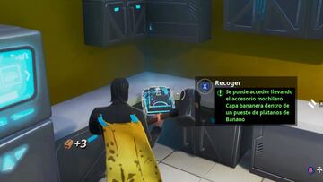 Fortnite Battle Royale: cómo conseguir el Fortbyte #43 llevando el accesorio mochilero Capa bananera dentro de un puesto de plátanos de Banano