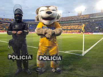 el partido entre los Tigres y Pachuca en el estadio Universitario en Monterrey, México dejo está simpática imagen de su mascota  