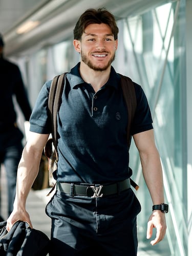 Fran García en la salida hacia Manchester. 