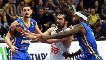 Sergio Llull Tyrese Rice y Alexey Shved.