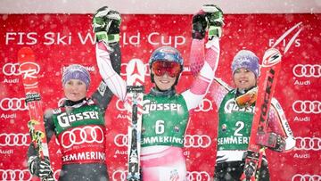 Mikaela Schiffrin, en ek centro del podio de Semmering.