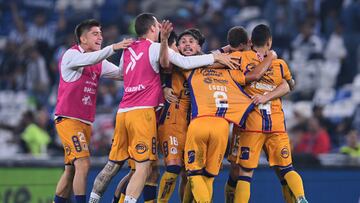 Victor Guzman of Monterrey during the Quarterfinals second leg match between Rayados de Monterrey and Atletico San Luis, as part of Torneo Apertura 2023 Liga BBVA MX, at BBVA Bancomer Stadium, December 02, 2023, in Monterrey, Nuevo Leon.