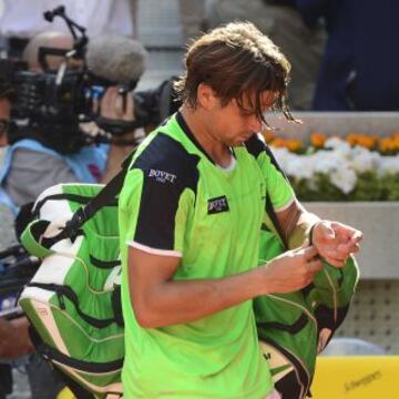 David Ferrer triste tras su derrota ante Rafa Nadal.