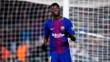 El extremo franc&eacute;s del Barcelona, Osumane Demb&eacute;l&eacute;, durante un partido.