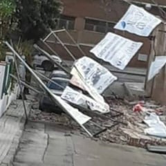 El fuerte temporal derriba uno de los muros del campo del Navalcarnero