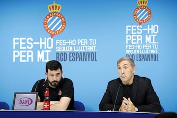 Ignasi Senabre, junto a Fran Garagarza, en su presentación como entrenador del Espanyol B.