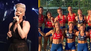 Pink se ofrece a pagar multa de equipo femenino de balonmano de playa tras protestar por normas sexistas