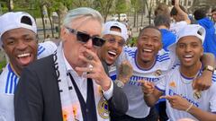 Ancelotti, celebrando la Liga del Real Madrid.