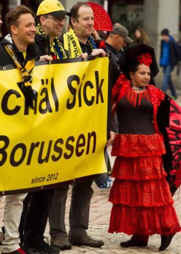 Seguidores del Borussia en las calles de Madrid