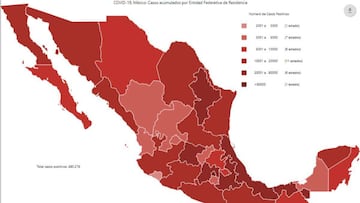 Mapa y casos de coronavirus en México por estados hoy 11 de agosto