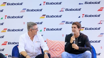 Juan Lebrón con Eric Babolat, a la derecha, en el acto de Madrid.