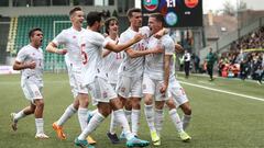 Sergio G&oacute;mez celebra el segundo gol de Espa&ntilde;a.