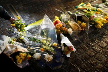 Yellow tulips are left by fans in Nantes' city center after news that newly-signed Cardiff City soccer player Emiliano Sala was missing after the light aircraft he was travelling in disappeared between France and England the previous evening, according to